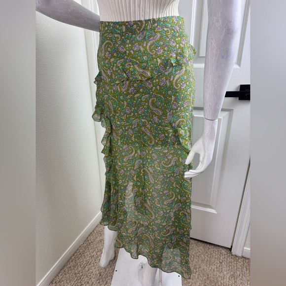 Veronica Beard Fern Paisley Eleonora Ruffle Midi Skir Size 2 - Picture 8 of 11